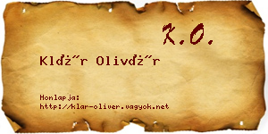Klár Olivér névjegykártya