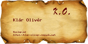 Klár Olivér névjegykártya